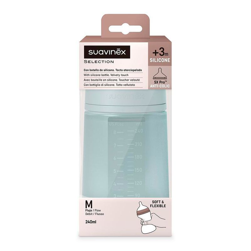 Biberón con Válvula Anticólicos Azul de 8 Oz - Suavinex