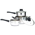 Batería de Cocina 5 Piezas Acero Inoxidable con Tapaderas de Vidrio