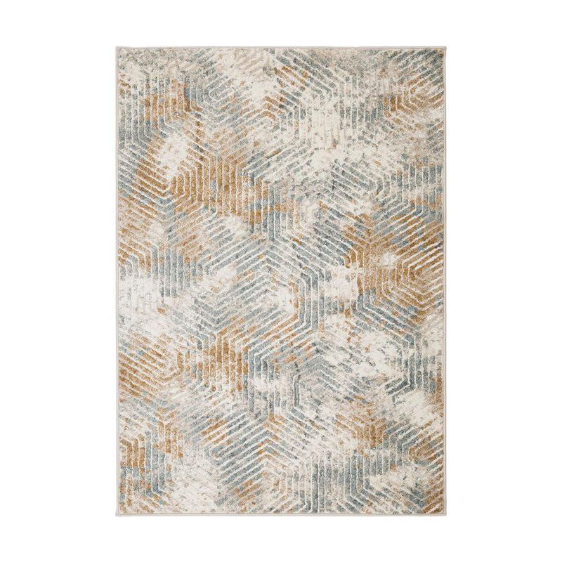 Alfombra Decorativa Abstracta Beige y Gris 133 x 190 Cm