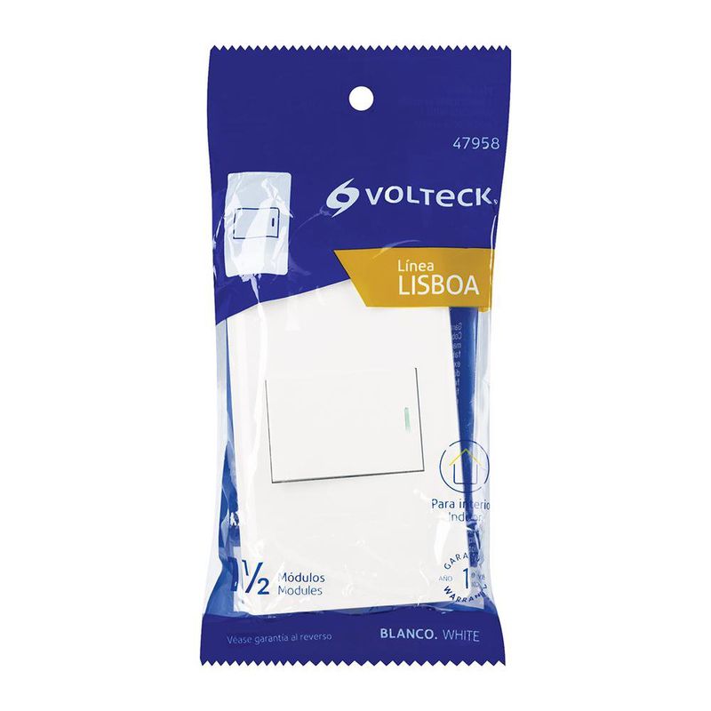 Interruptor Sencillo 1.5 Módulos Lisboa Blanco - Volteck
