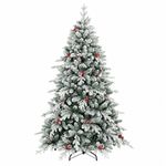 Árbol de Navidad Nevado con Bayas y Conos 2.28 Metros