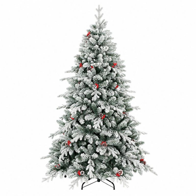 Árbol de Navidad Nevado con Bayas y Conos 2.28 Metros