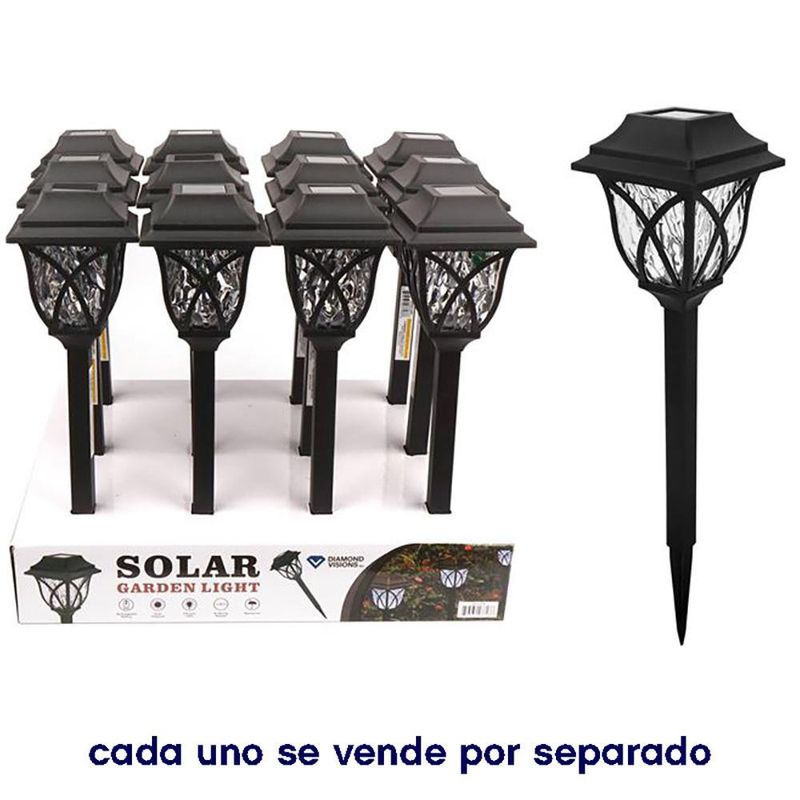 Lámpara Solar de Jardín Tipo Farol Clásico Negro