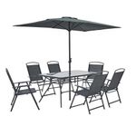 Set de Comedor Gris con Sombrilla 8 Pzas