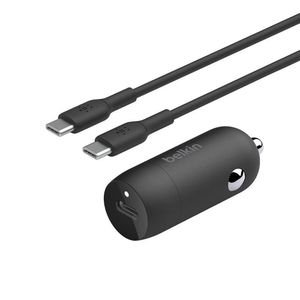 Cargador de Auto USB-C con Cable USB-C a USB-C 30 W Negro