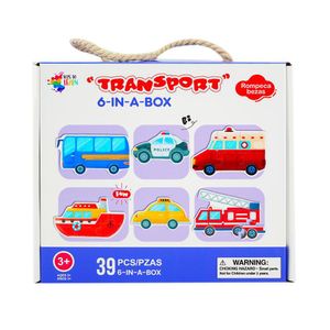 Rompecabezas 6 En 1 Medios de Transporte 39 Pzas