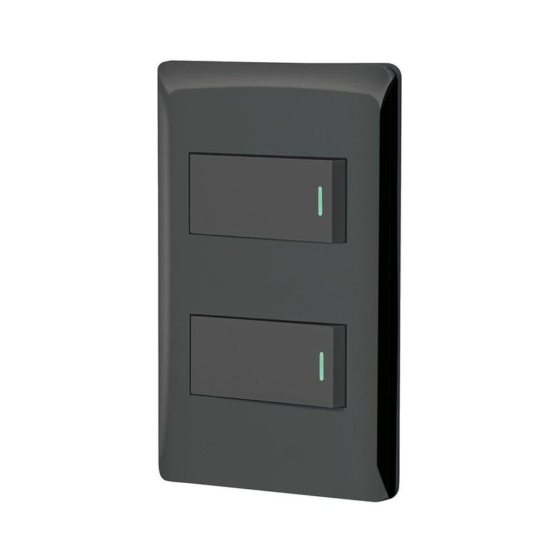 Interruptor de 2 Polos Sencillo Lisboa Negro - Volteck