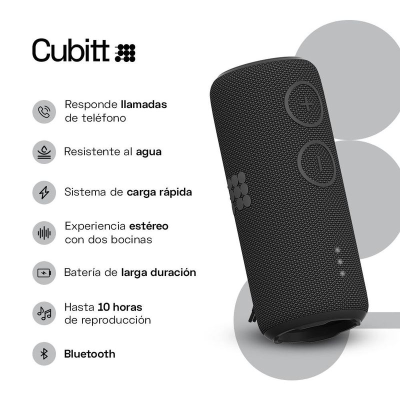 Bocina Portátil Power Plus Negro - Cubitt