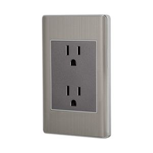 Tomacorriente Doble 3 Módulos Lisboa Acero Inoxidable - Volteck