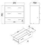 Gavetero Beige de 3 Gavetas 75x36x70 Cm - Tvilum
