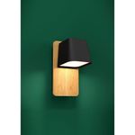 Lampara de Pared Ruscio Negro y Madera