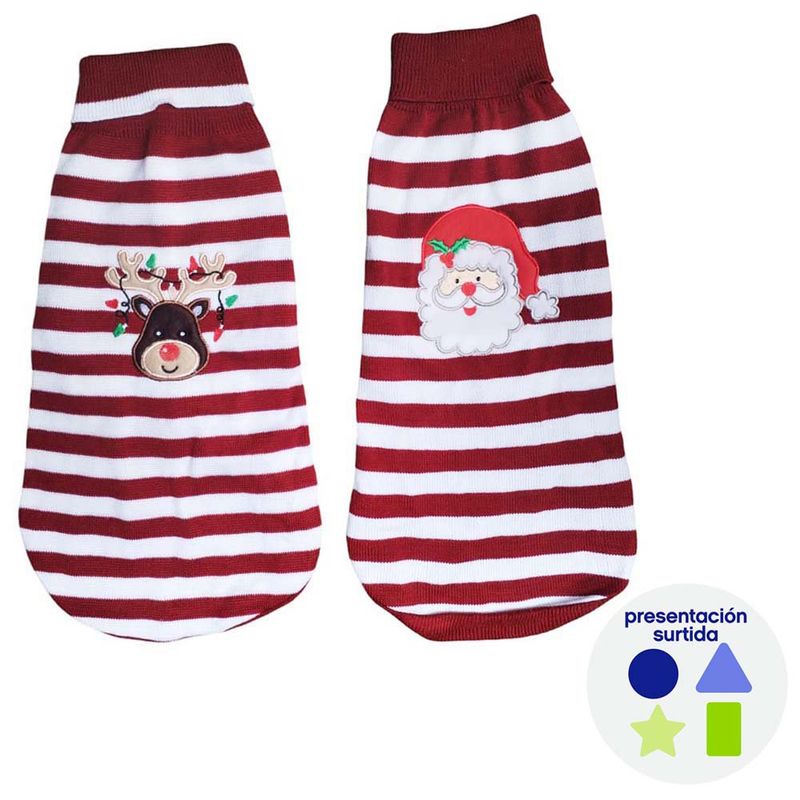 Suéter Navideño Rayado para Perro L