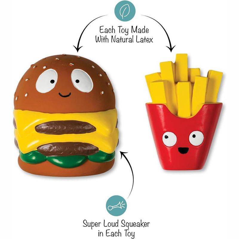 Set de 2 Juguetes para Perro de Quesoburguesa y Papas