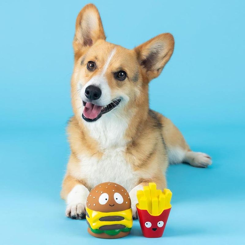 Set de 2 Juguetes para Perro de Quesoburguesa y Papas