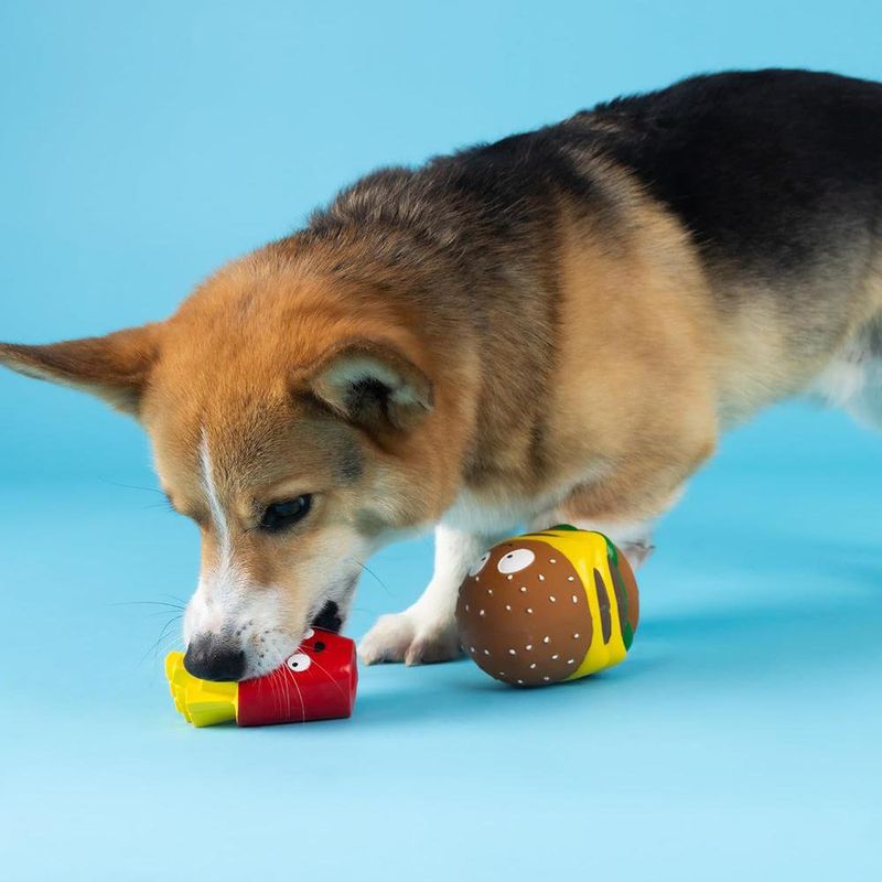 Set de 2 Juguetes para Perro de Quesoburguesa y Papas