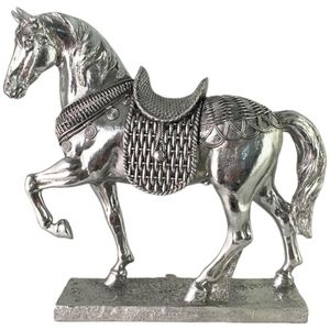 Figura Decorativa de Caballo Plateado