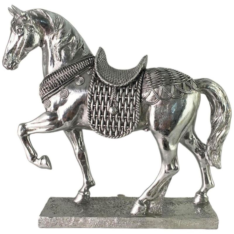 Figura Decorativa de Caballo Plateado