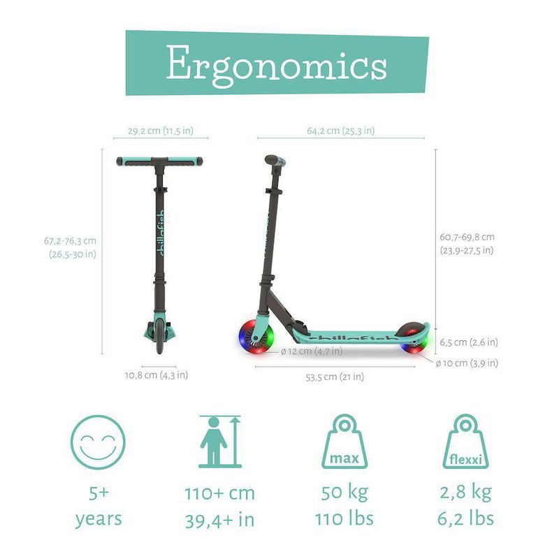 Scooter Infantil con Ruedas LED Turquesa