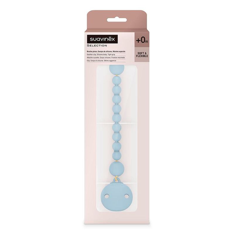 Broche de Pinza para Sujetar Chupetes con Bolitas de Silicona Azul - Suavinex