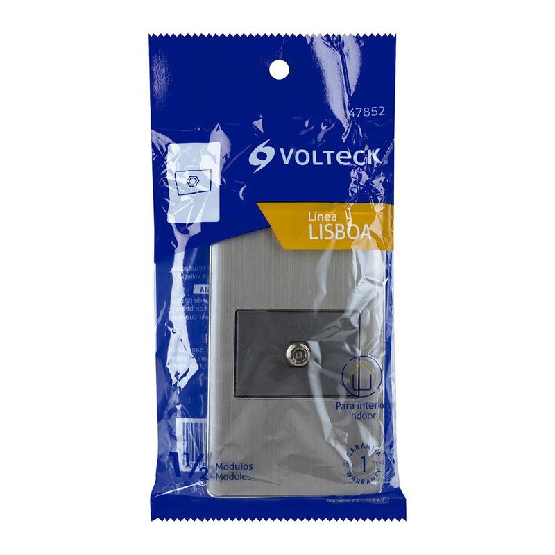 Tomacorriente Coaxial Lisboa Acero Inoxidable - Volteck