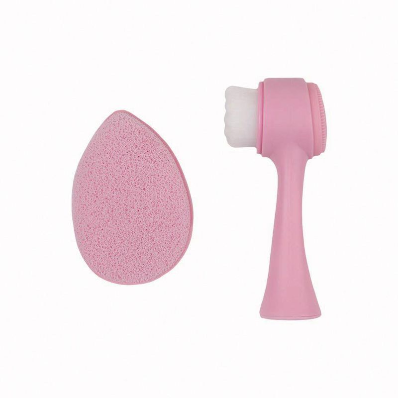 Set de Limpieza Facial con Esponja y Cepillo Rosa
