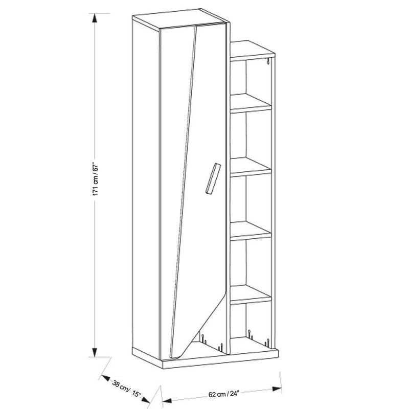 Librera Gamer de 5 Niveles de 63 x 38 x 171 cm Color Negro con Rojo