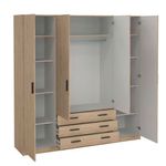 Armario Dan de 4 Puertas y 3 Gavetas para Dormitorio 49.6 x 195.5 x 200.4 cm