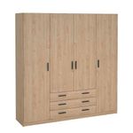 Armario Dan de 4 Puertas y 3 Gavetas para Dormitorio 49.6 x 195.5 x 200.4 cm