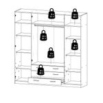 Armario Dan de 4 Puertas y 3 Gavetas para Dormitorio 49.6 x 195.5 x 200.4 cm