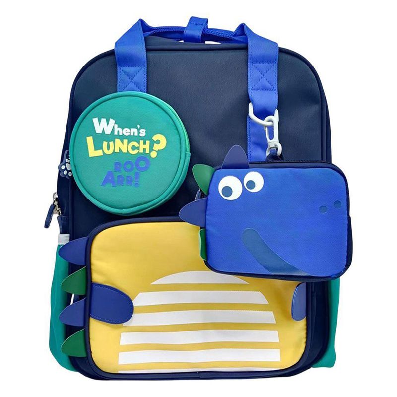 Mochila Infantil Azul con Diseño de Dinosaurio