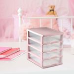 Organizador de Escritorio Rosa con 4 Gavetas