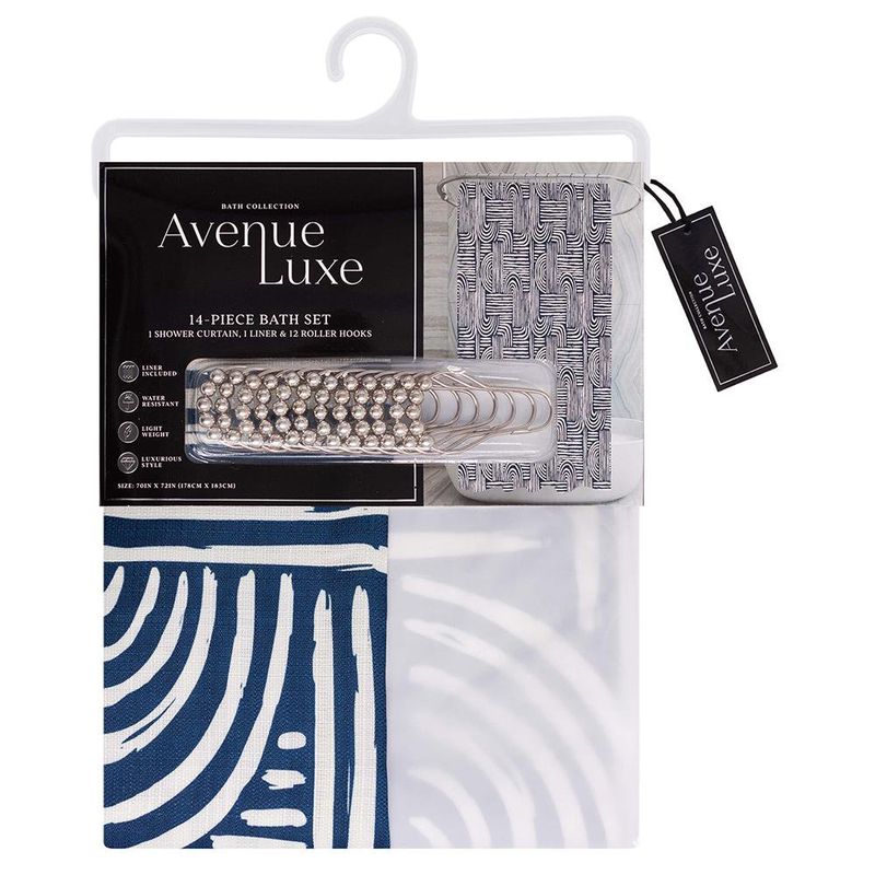 Set de  Cortina con Liner y Ganchos Azul
