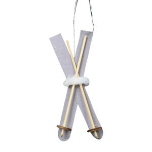 Adorno Navideño de Esquís Decorativos con Detalle de Piel