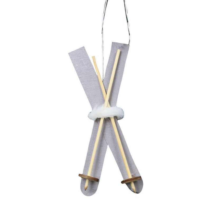 Adorno Navideño de Esquís Decorativos con Detalle de Piel