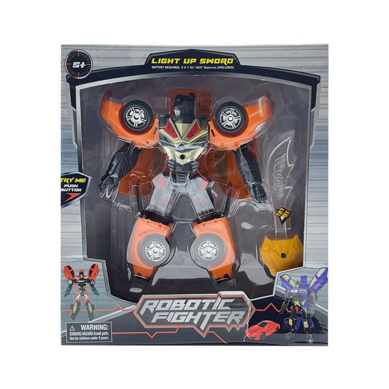 Juguete Robot Fighter Convertible en Carro Azul 9 Plg