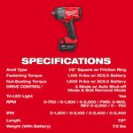 Set de Llave de Impacto Inalámbrico 1/2 Plg