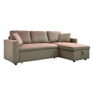 Sofá en L con Cajón Taupe Gris 3 Plazas 233X146X85