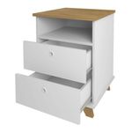 Mesa de Noche Blanca con 2 Gavetas y Repisa