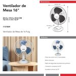 Ventilador de Mesa 16 Plg con 3 Velocidades Blanco