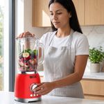 Licuadora Retro con Potencia de 600W y de 1.5 Litros Color Roja