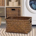 Canasta Rectangular Trenzada Café