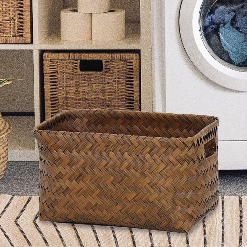 Canasta Rectangular Trenzada Café