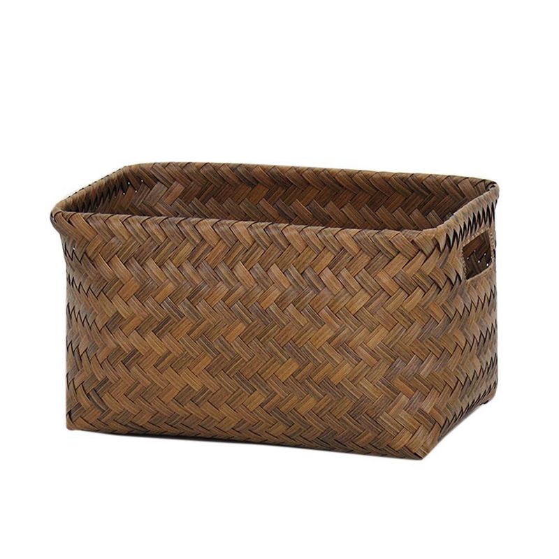 Canasta Rectangular Trenzada Café