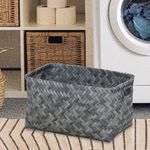 Canasta Rectangular Trenzada Gris