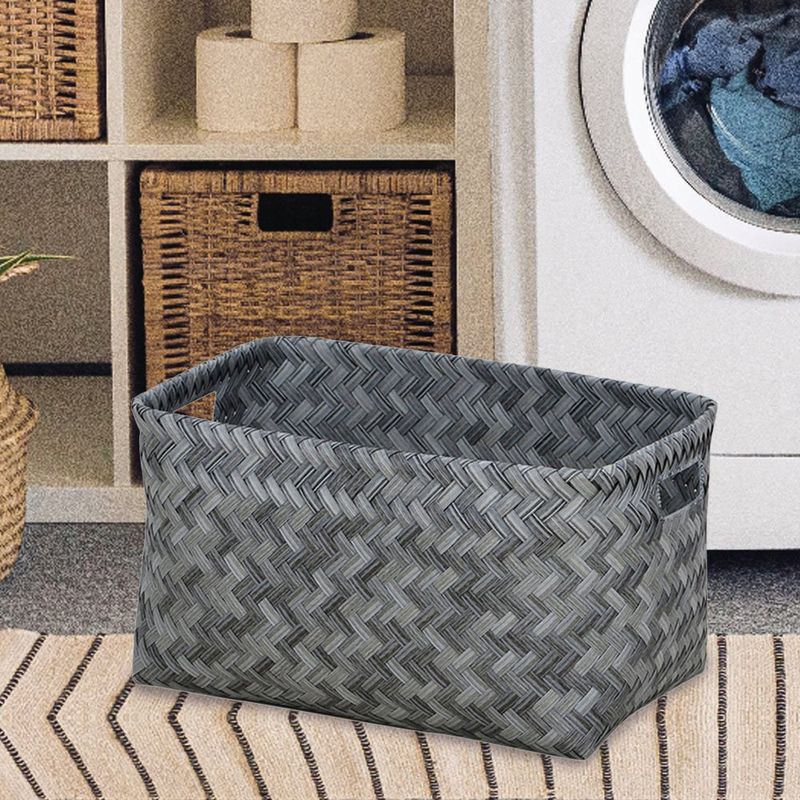 Canasta Rectangular Trenzada Gris