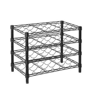 Rack para Botellas Negro de 4 Niveles