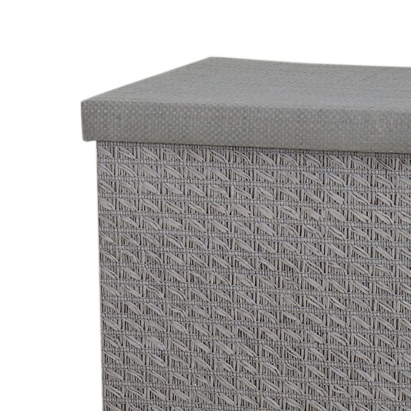 Canasta Gris para Ropa Rectangular con Tapa