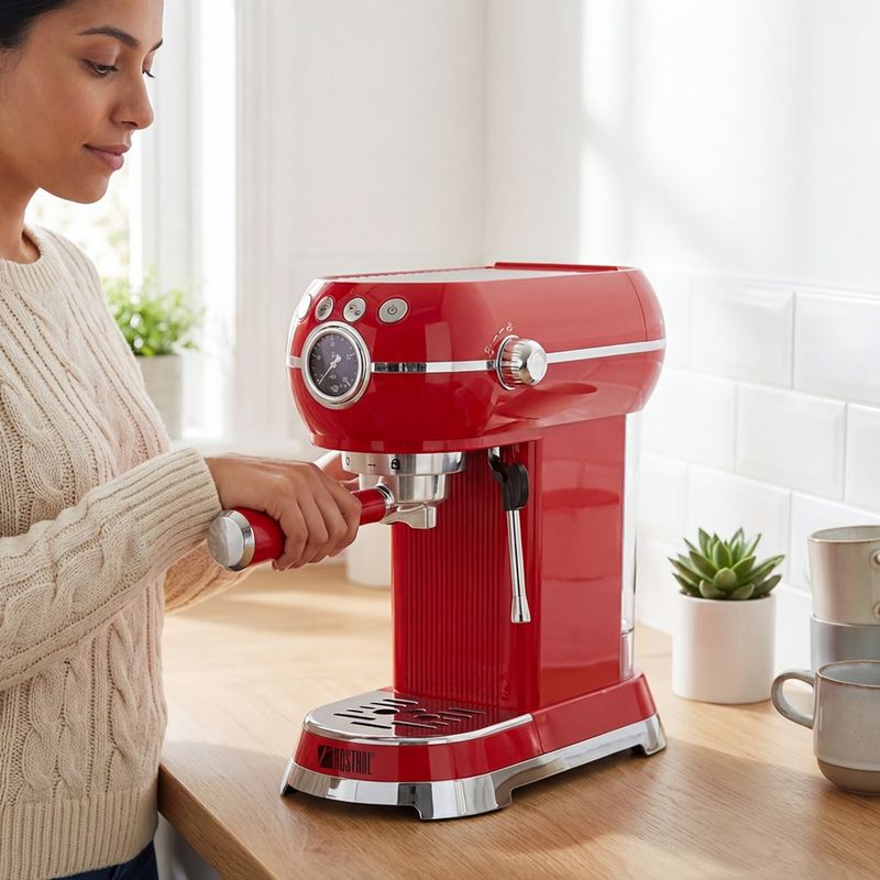 Maquina para Expreso de 15 Bares y 1 Litro Color Roja