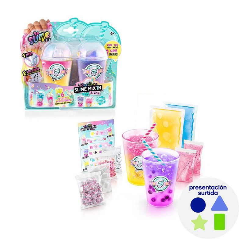 Slime Mix in Bebidas 2 Pzas Diseños Surtidos