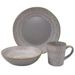 Vajilla Gris con Líneas 12 Pzs